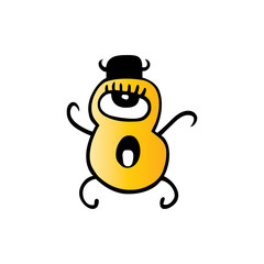 Obraz premium Cute cartoon monster. Vector funny monster character illustration design