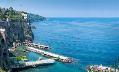 Sunny view of the port at Sorrento, Italy.