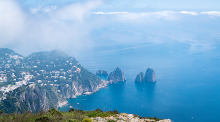 Stunning view from the peak at the north of the island at Capri, Italy.