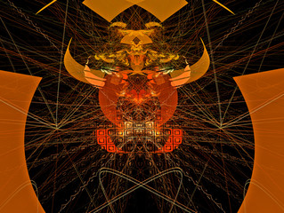 The head of a bull.  Magic energy multicolored fractal. 3D rendering.