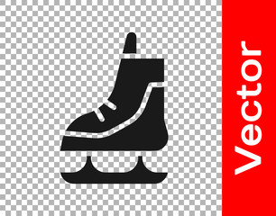 Black Skates icon isolated on transparent background. Ice skate shoes icon. Sport boots with blades.  Vector Illustration