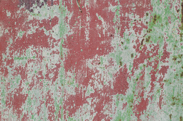 Iron fence. Rusty surface. Old, peeling paint.