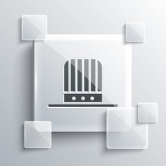 Grey Patriotic American top hat icon isolated on grey background. Uncle Sam hat. American hat independence day. Square glass panels. Vector Illustration