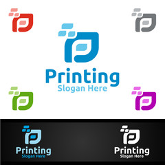 Letter P Printing Company Vector Logo Design for Media, Retail, Advertising, Newspaper or Book Concept