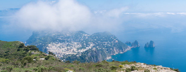Panoramic view of the north of the island at Capri, Italy.