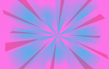 Obraz premium Abstract comic pink background for style pop art design. Retro pop up burst template backdrop. Light rays effect. 