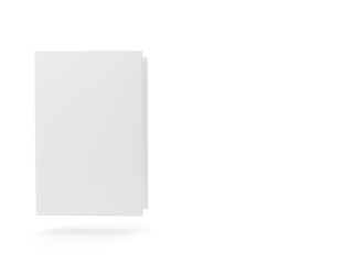 Blank white hardcover book template mock-up hovering on white background