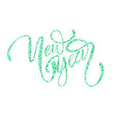 Happy New Year 2021 typographic emblems. Vector logo, text design. Black, white and glitter. Usable for banners, greeting cards, gifts etc.