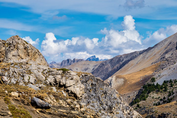 Fototapeta na wymiar Alpine landscape of the French alps, Col de la Bonette in Provence Alpes, France