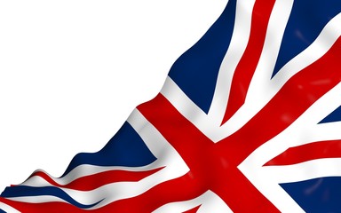 Waving flag of the Great Britain. British flag. United Kingdom of Great Britain and Northern Ireland. State symbol of the UK. 3D illustration