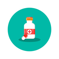 Bottle with label for food, pills, capsules, recipes, vitamins, etc isolated on a white background.