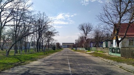 Modern village in sunny daytime at spring season