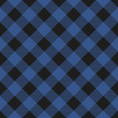 Lumberjack plaid pattern in blue color. Vector illustration. Textile template. Seamless background.