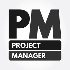 PM - Project Manager acronym, business concept background