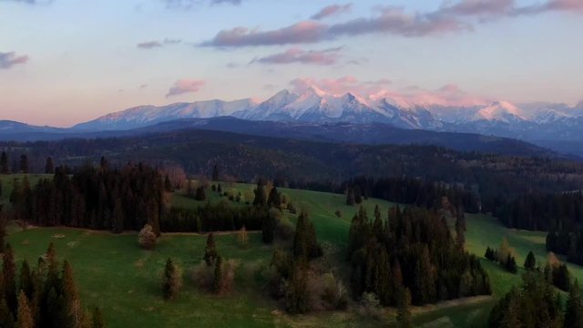 Polish mountains landscape - aerial shots - timelapse