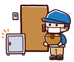 配達員の男性　マスク　宅配ボックス