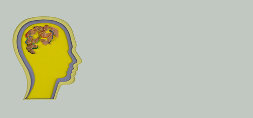 Head silhouette, with remains of pencils