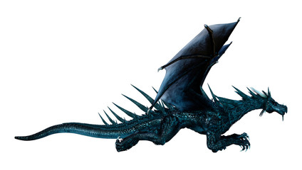 3D Rendering Fairy Tale Dragon on White