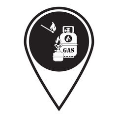 Camping stove with gas bottle icon vector