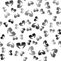 Black 3D cinema glasses icon isolated seamless pattern on white background.  Vector Illustration
