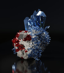 3d generated image of crystal mineral at the dark scene