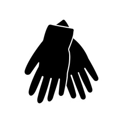 Two gloves icon. Black and white vector illustration of gloves for a garden or medicine