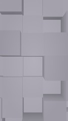 Abstract gray elegant cube geometric background. Chaotically advanced rectangular bars. 3D Rendering, 3D illustration