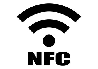 Icono negro de señal nfc sobre fondo blanco.