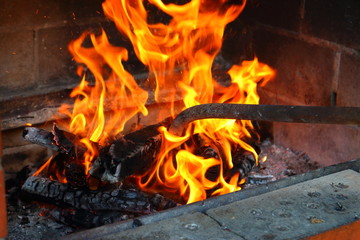 Naklejka premium Fire in the grill