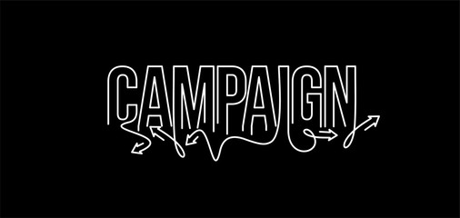 Camping Calligraphic line art Text shopping poster vector illustration Design.