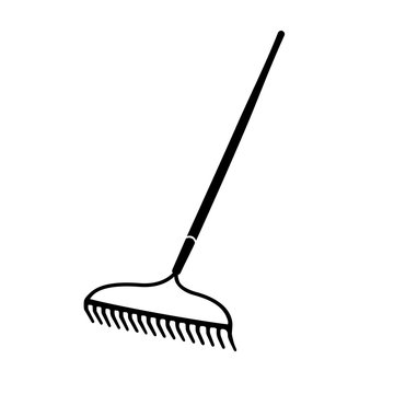 Rake icon. Garden rake Agriculture tool. Ground Cultivator. Housekeeping equipment. Vector illustration
