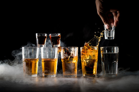 jager bomb cocktail with smoke decoration
