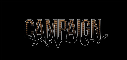 Camping Calligraphic line art Text shopping poster vector illustration Design.