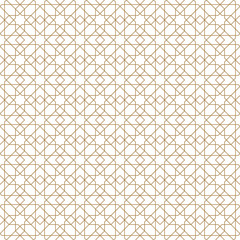 Seamless arabic geometric ornament in brown color.Thin lines.
