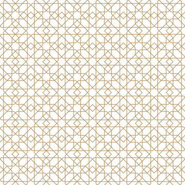 Seamless arabic geometric ornament in brown color.Thin lines.