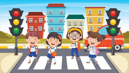 Obraz na płótnie Canvas Traffic Concept With Funny Characters