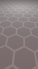 Obraz na płótnie Canvas Honeycomb with color lighting, on a gray background. Perspective view on polygon look like honeycomb. Isometric geometry. 3D illustration