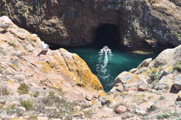 cave with boat at fort of sao joao baptista on berlengas island