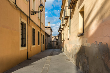Medieval narrow streets of Segovia in Spain