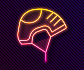 Glowing neon line Helmet icon isolated on black background. Extreme sport. Sport equipment.  Vector Illustration
