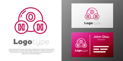 Logotype line Chemical formula for water drops H2O shaped icon isolated on white background. Logo design template element. Vector Illustration