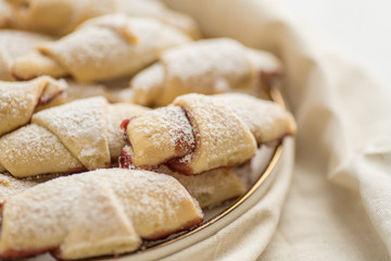 Ready-made fragrant baked cookies bagels with jam for use in recipe illustrations.