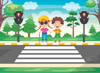 Traffic Concept With Funny Characters