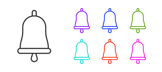 Black line Ringing bell icon isolated on white background. Alarm symbol, service bell, handbell sign, notification symbol. Set icons colorful. Vector Illustration
