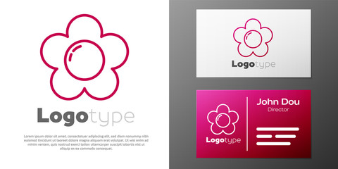 Logotype line Flower icon isolated on white background. Logo design template element. Vector Illustration