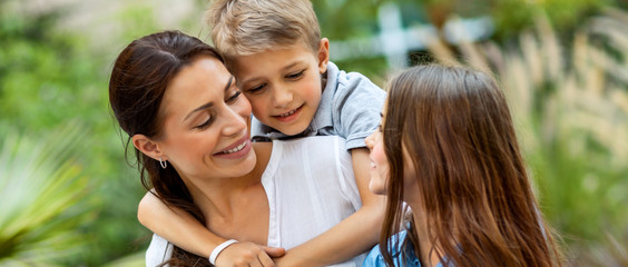 Happy family outdoors