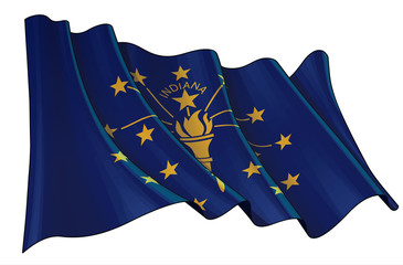 Waving Flag of the State of Indiana