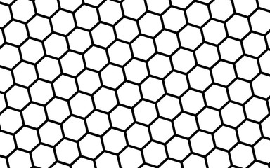 Black honeycomb on a white background. Perspective view on polygon look like honeycomb. Isometric geometry. 3D illustration