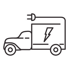Truck icon electric plug .Outline car vector for web design isolated on white background.