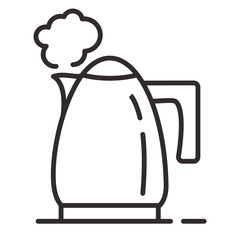 Icon electric kettle boiling. Outline vector   isolated on white background.